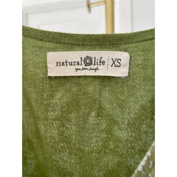 NATURAL LIFE Green Maxi Dress 100% Cotton XS Cottagecore Boho Tiered Autumn Cozy - Picture 5 of 7